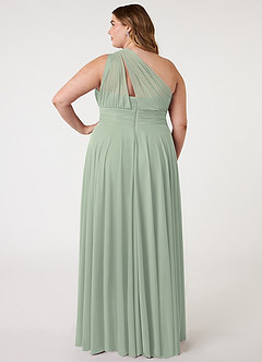 Azazie Charlize Bridesmaid Dresses Dusty Sage A-Line One Shoulder Mesh Dress image7