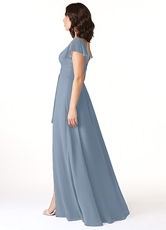 Azazie Omari Vestidos de damas de honor Vestido de Azul Polvoriento de Gasa de Corte En A image3