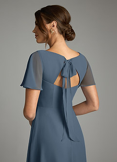 Azazie Kimber Bridesmaid Dresses Neptune A-Line Flounce Sleeve Chiffon Dress image8