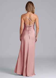 Azazie Seema Vestidos de damas de honor Vestido de Rosa Polvorienta de Satén Elástico de Corte Sirena con Corsé image7