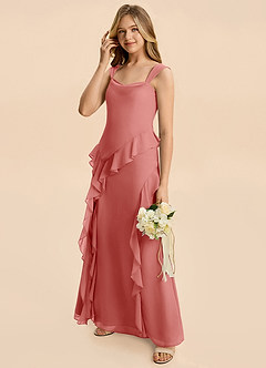 Azazie Sloane Junior Antique Rose A-Line Sweetheart Neckline Chiffon Dress image4