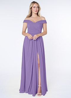 Azazie Audrianna Robes de demoiselle d'honneur Robe Trapèze Convertible en Mousseline de soie Schulterfrei gerafft Tahiti image1