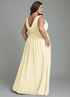 Azazie Novi Bridesmaid Dresses Lemon Sorbet A-Line Pleated Chiffon Dress image8