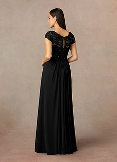 Azazie Macy vestidos de madre de la novia Vestido de Negro de Encaje de Corte En A con Encaje de lentejuelas image4