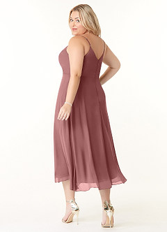 Azazie Clarissa Bridesmaid Dresses Desert Rose A-Line V-Neck Chiffon Dress image10