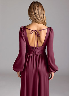 Azazie Norah Bridesmaid Dresses Mulberry A-Line Stretch Satin Dress image6