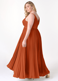 Azazie Raychelle Bridesmaid Dresses Burnt Orange A-Line V-Neck Chiffon Dress image10