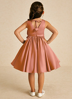 Azazie Apple Flower Girl Dresses MAI TAI A-Line Bow Matte Satin Dress image2