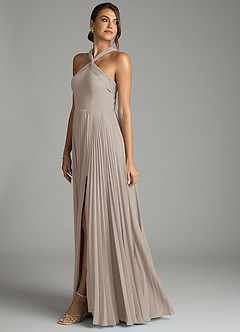 Azazie Afra Abiti da Damigella Abito A-Line in Chiffon Plissettato Gelo image4