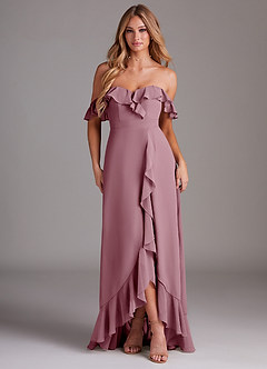 Azazie Lyra Bridesmaid Dresses Vintage Mauve A-Line Chiffon Convertible Dress image1