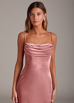 Azazie Saige Bridesmaid Dresses Dusty Rose Sheath Off the Shoulder Velvet Convertible Dress image2