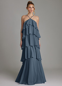 Azazie Deena Bridesmaid Dresses Neptune A-Line Ruched Chiffon Dress image1