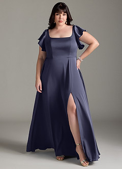 Azazie Bondi Brautjungfernkleider A-Linie Schleifen Stretch-Satin Kleid Sturm image7