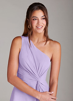 Azazie Brooke Jurken voor bruidsmeisjes Jurk van Chiffon met A-Lijn One-Shoulder Lila image4