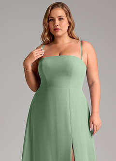 Azazie Wren Bridesmaid Dresses Matcha A-Line Side Slit Chiffon Convertible Dress image11