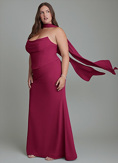 Azazie Sorrel Abiti da Damigella Abito Sirena in Chiffon Corsetto Borgogna image14