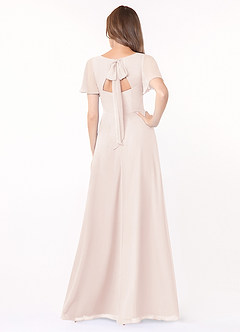 Azazie Kimber Bridesmaid Dresses Rose Petal A-Line Flounce Sleeve Chiffon Dress image2