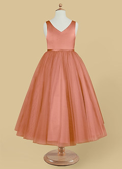 Azazie Marybell Flower Girl Dresses MAI TAI A-Line Bow Tulle Dress image5
