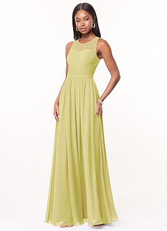 Azazie Nina Bridesmaid Dresses Lemon Sorbet A-Line Pleated Chiffon Dress image4