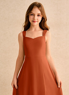 Azazie Makani Junior Formal Flower Girl Dresses Burnt Orange A-Line Sweetheart Neckline Chiffon Dress image6