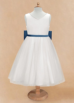 Azazie Seline Flower Girl Dresses Ivory Twilight A-Line Bow Tulle Dress image6