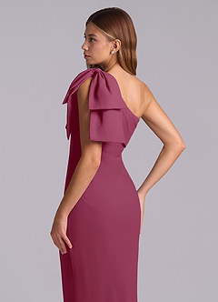 Azazie Yuanna Bridesmaid Dresses Mulberry Mermaid One Shoulder Chiffon Dress image8