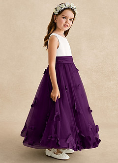 Azazie Vi Flower Girl Dresses Grape A-Line Sleeveless Tulle Dress image7