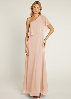 Azazie Lizzy Final Sale English Rose A-Line One Shoulder Chiffon Dress image1