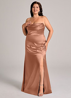 Azazie Saige Klänningar att prova hemma Klä av Tubklänning i Metallisk satin Av axeln Svart Konvertibel image12