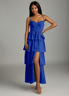 Azazie Kaiden Bridesmaid Dresses Royal Blue A-Line Sweetheart Neckline Chiffon Dress image1