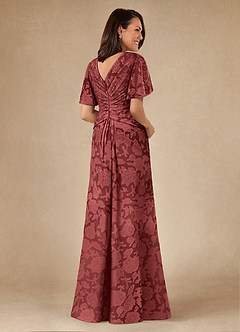Azazie Emmeline Abiti per la Madre della Sposa Abito A-Line in Burnout Floreale Plissettato Terracotta image2