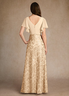 Azazie Fallon Mother of the Bride Dresses Champagne A-Line Pleated Lace Dress image4