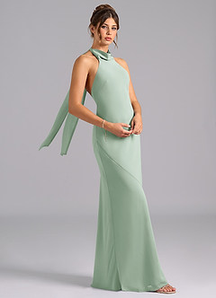 Azazie Velli Bridesmaid Dresses Agave Mermaid Bow Chiffon Dress image3