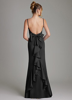 Azazie Zherra Vestidos de damas de honor Vestido de Negro de Satén Elástico de Corte Sirena con Lazo image5