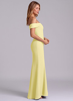 Azazie Luciana Bridesmaid Dresses Lemon Sorbet Sheath Off the Shoulder Chiffon Convertible Dress image6