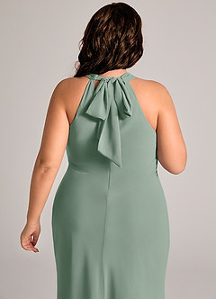 Azazie Doretta Jurken voor bruidsmeisjes Jurk van Chiffon met Zeemeermin Geplooid Zilveren Salie image7