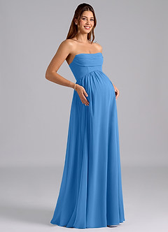 Azazie Saige vestidos de dama de honor de maternidad Vestido de Corte en A Plisado Hasta el suelo Gasa image8