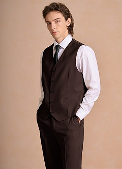 front James Ganache Structured Stretch Suit Vest
