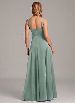 Azazie Shaude Bridesmaid Dresses Silver Sage A-Line Pleated Chiffon Dress image2