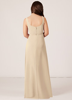Azazie Renee Junior Abito A-Line in Chiffon Spacco Laterale Champagne image2