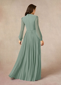 Azazie Adellah Mother of the Bride Dresses Silver Sage A-Line Pleated Chiffon Dress image3