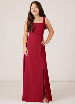 Azazie Renee Junior Scarlet A-Line Side Slit Chiffon Dress image1