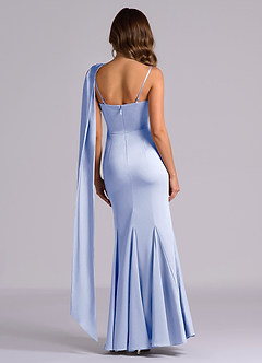 Azazie Inara Bridesmaid Dresses Ice Mermaid Pleated Stretch Satin Dress image2