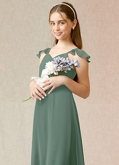 Azazie Everett Junior Vestido de Eucalipto de Gasa de Corte En A image6