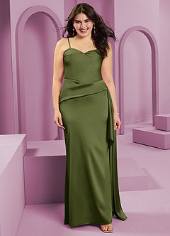 Barbie ♥ Azazie Bridesmaid Dresses Olive Sheath Strapless Stretch Satin Convertible Dress image11