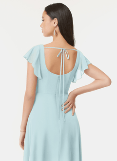 Azazie Bondi Bridesmaid Dresses Mist A-Line Ruffled Chiffon Dress image3