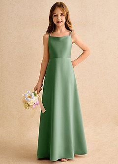 Azazie Joella Girls Formal Flower Girl Klänningar Klä A-Line i Matt satäng Plisserad image6