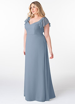 Azazie Syenna Bridesmaid Dresses Dusty Blue A-Line Ruched Chiffon Dress image8