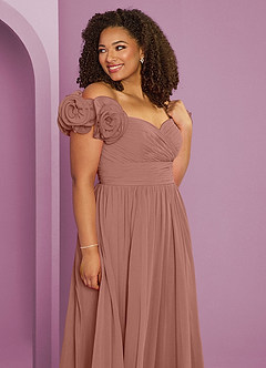 Barbie ♥ Azazie Bridesmaid Dresses Cedar Rose A-Line Off the Shoulder Chiffon Convertible Dress image13
