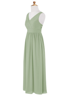 Azazie Kora Junior Dusty Sage A-Line Pleated Chiffon Dress image7